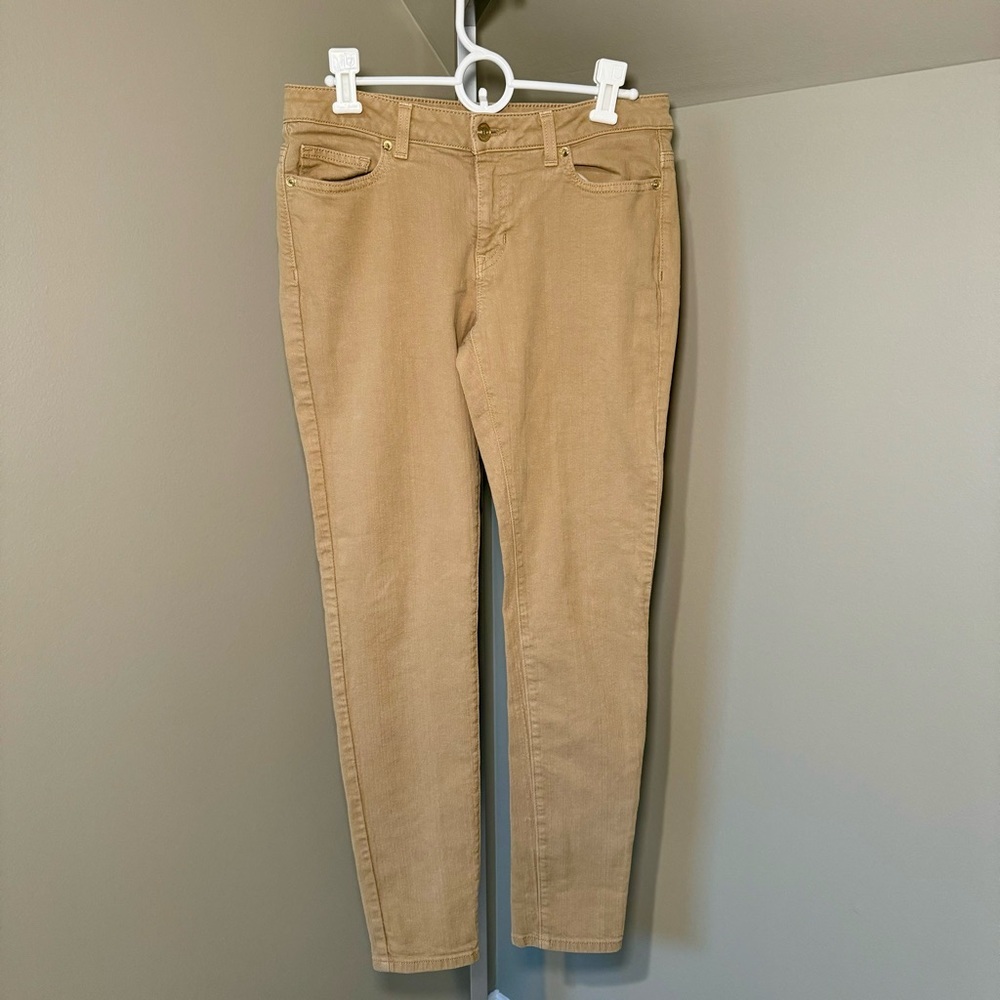 Michael Kors Tan Stretch Chinos 5 Pocket MK Logo Hardware Size 6 D16 - Picture 6 of 6